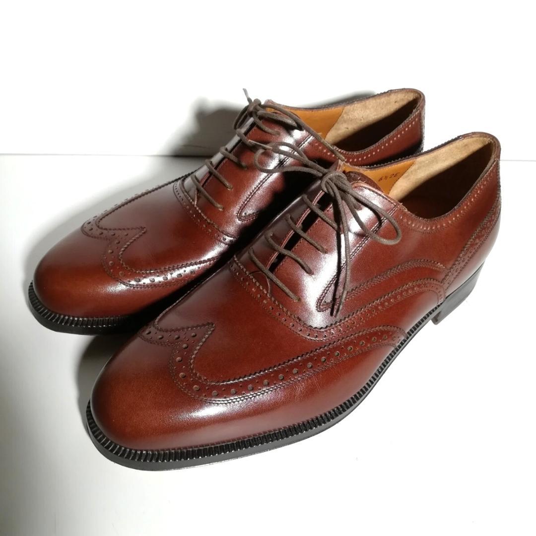 d0271 新品同様 サルヴァトーレフェラガモ ウイングチップ 6.5EE 茶