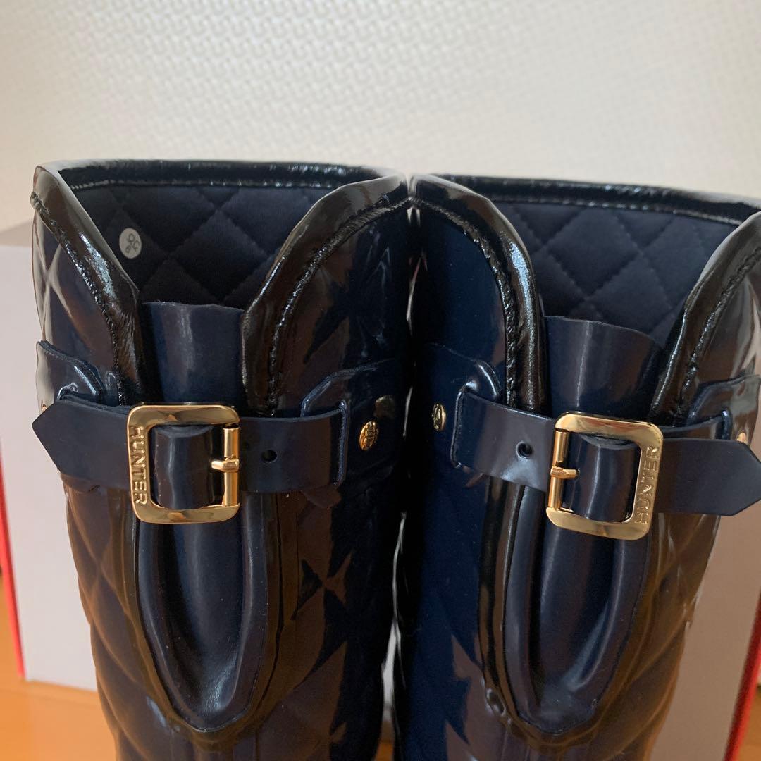 ハンター　レインブーツ　グロス　キルティング　トール　UK3 ネイビー