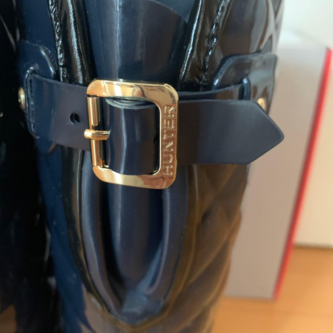 ハンター　レインブーツ　グロス　キルティング　トール　UK3 ネイビー