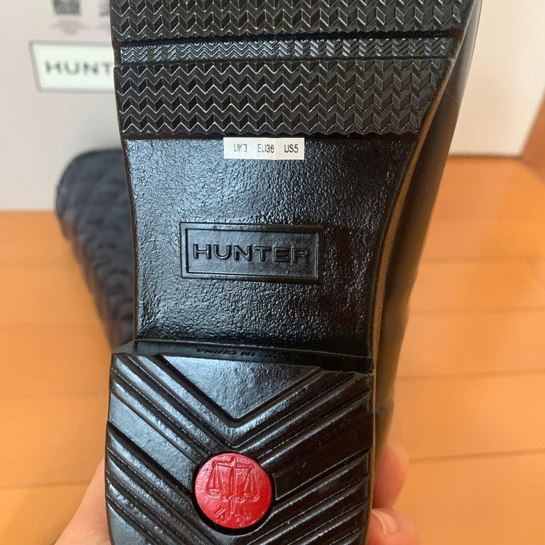 ハンター　レインブーツ　グロス　キルティング　トール　UK3 ネイビー