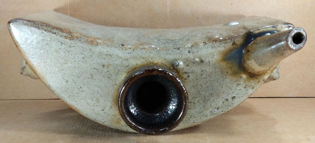 【本物保証】金城次郎 海老魚紋抱瓶 共箱 栞 ｗ28㎝超 壷屋焼 人間国宝 無傷