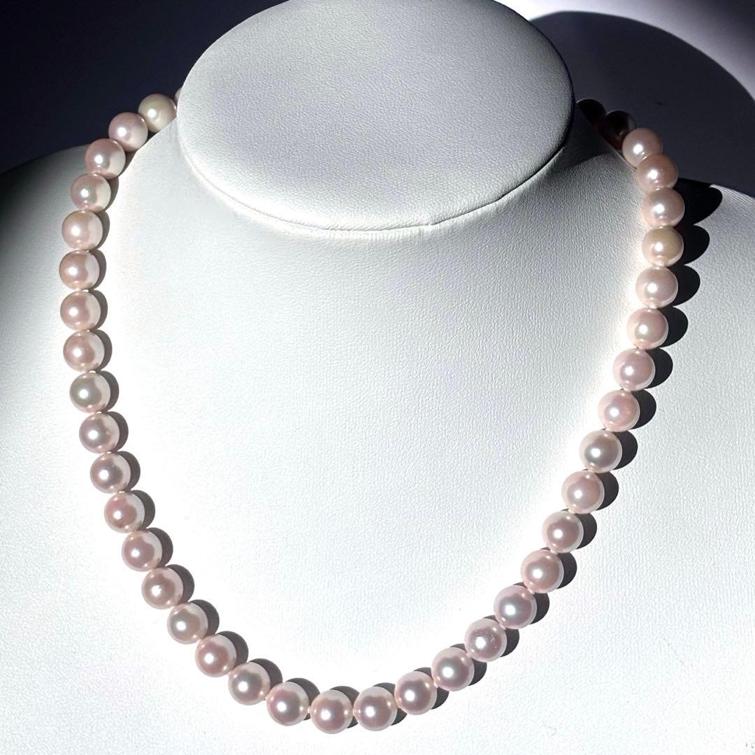 大珠8.5mm✨オーロラ干渉色◎アコヤ真珠ネックレス オールノット仕上 冠婚葬祭