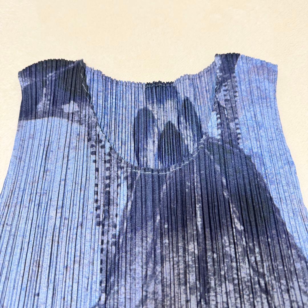 美品✨PLEATS PLEASE 鯉　和柄　日本画　プリーツ　ネイビー　トップス