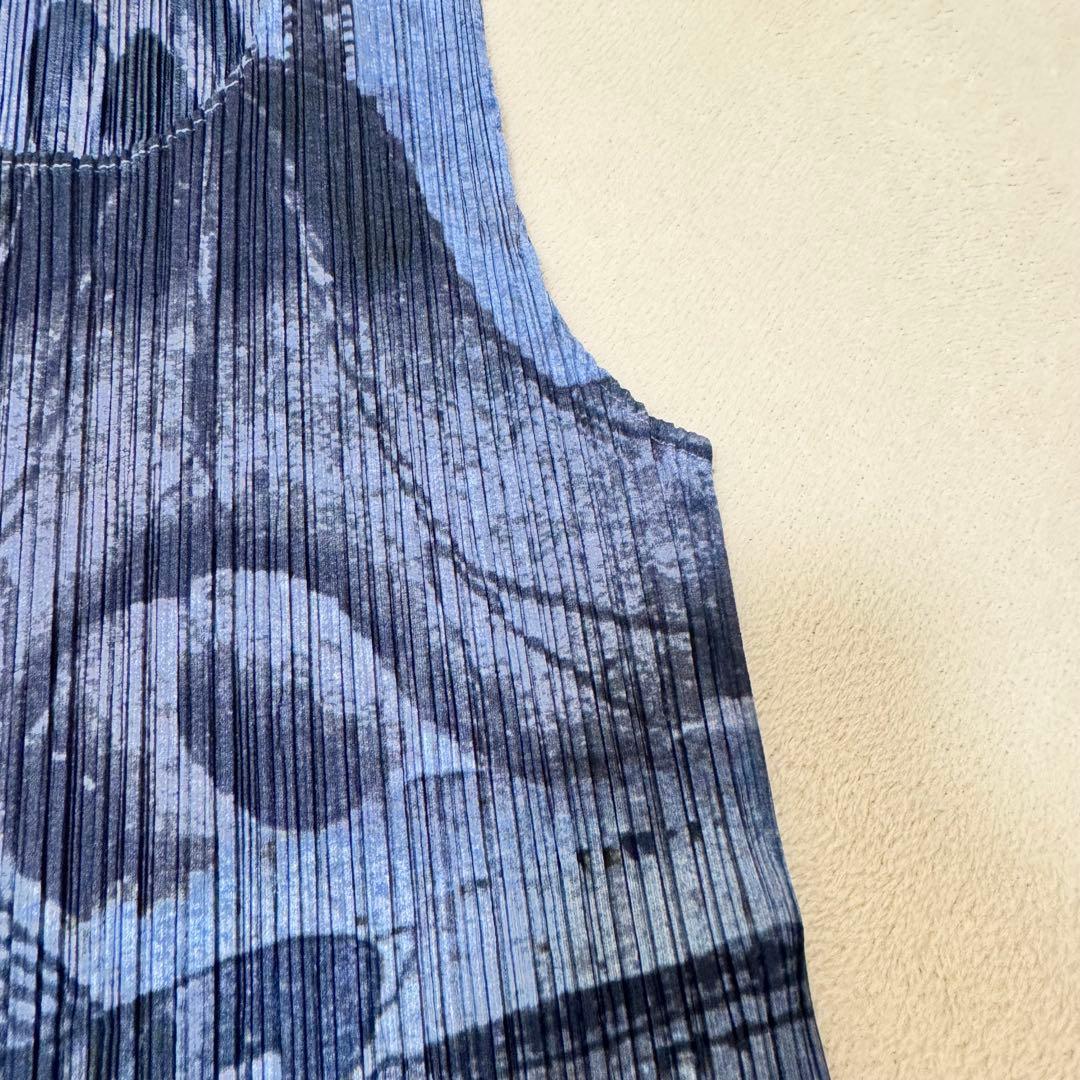 美品✨PLEATS PLEASE 鯉　和柄　日本画　プリーツ　ネイビー　トップス