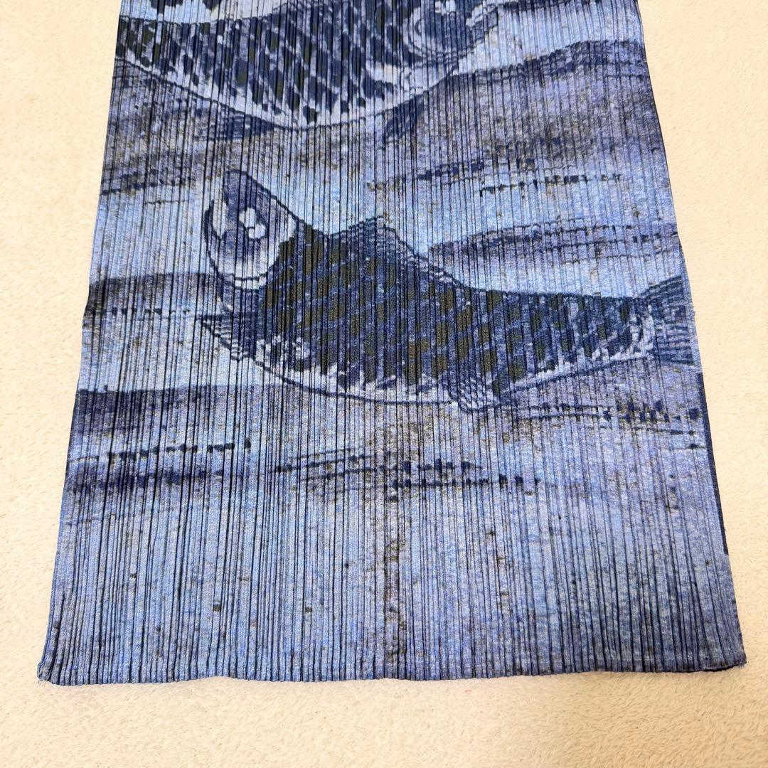 美品✨PLEATS PLEASE 鯉　和柄　日本画　プリーツ　ネイビー　トップス