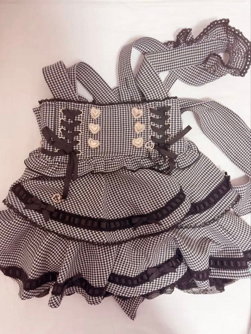 ♥ リズリサ スカパン はしごリボンチェックティアードスカパン