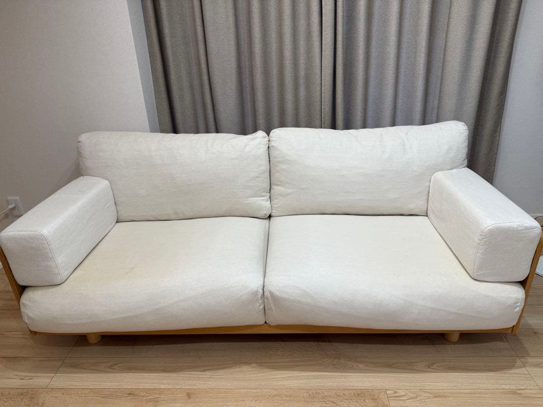 無印良品 廃盤希少品 木製ソファ オーク材 2.5シーター