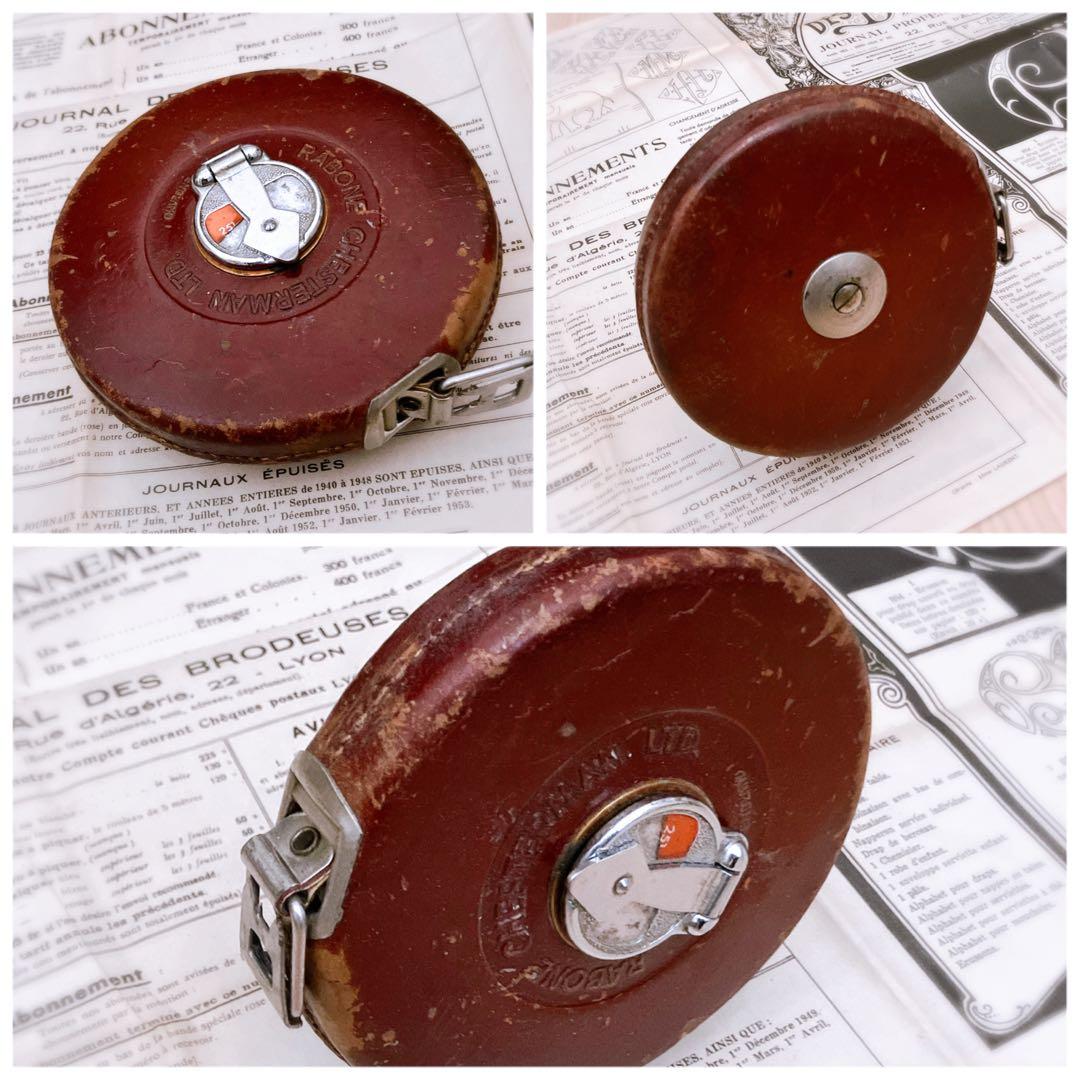 イギリス 古道具 ブロカント 巻尺 アンティーク 手巻きメジャー