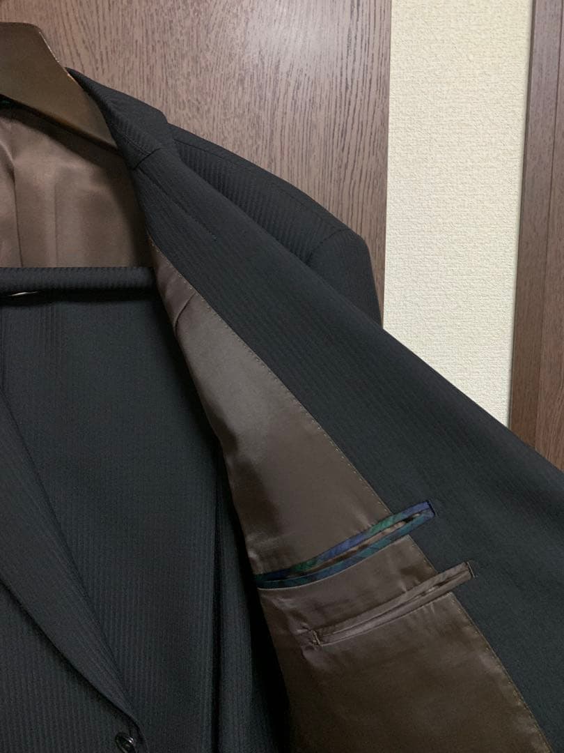 希少K5新品未使用！無地調ブラックシングルスーツ！経済的ウォッシャブル！年間定番