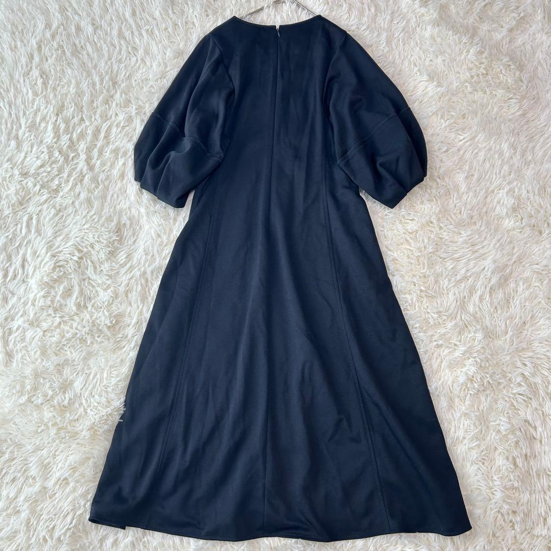 ANAYI アナイ バルーンスリーブ フレア ワンピース ネイビー 38