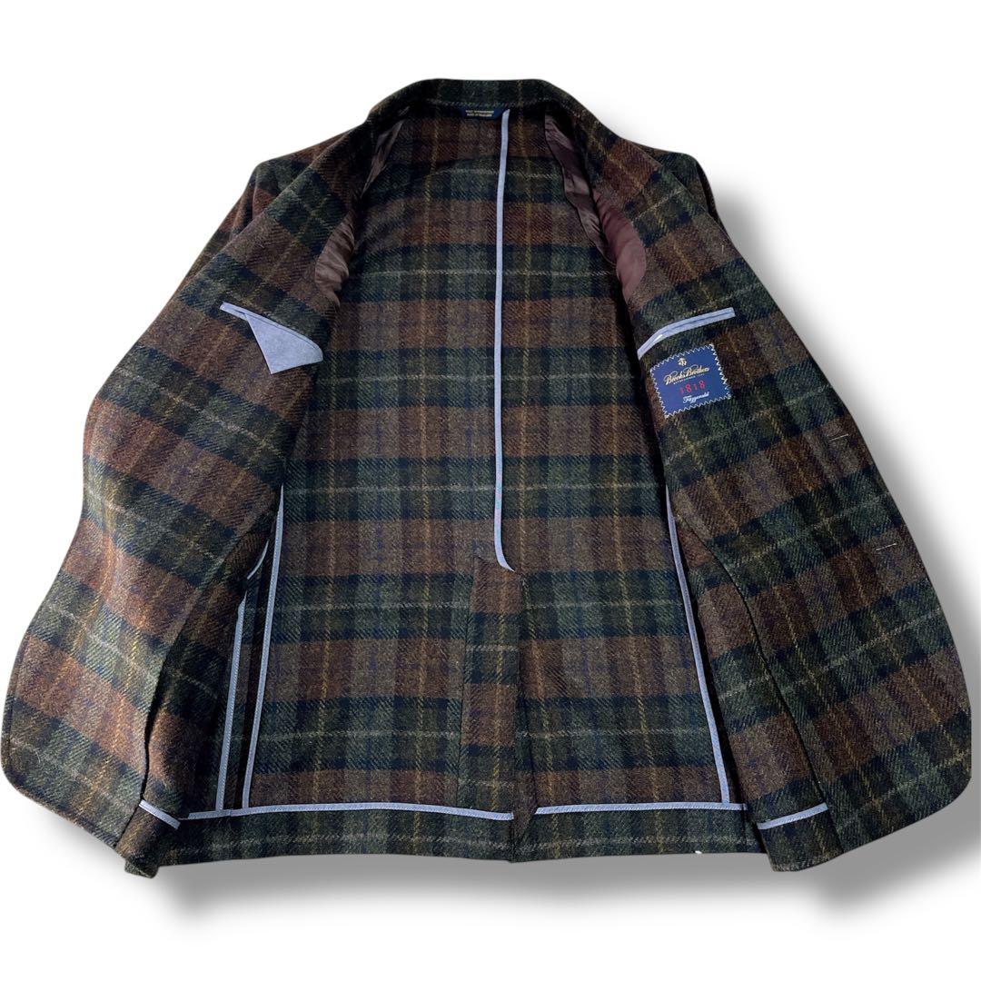 ブルックスブラザーズ　エルボー牛革パッチ　チェック テーラードジャケット L相当