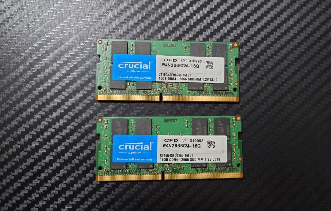 Crucial 32GB DDR4 メモリー 2666MHz 16GB×2枚