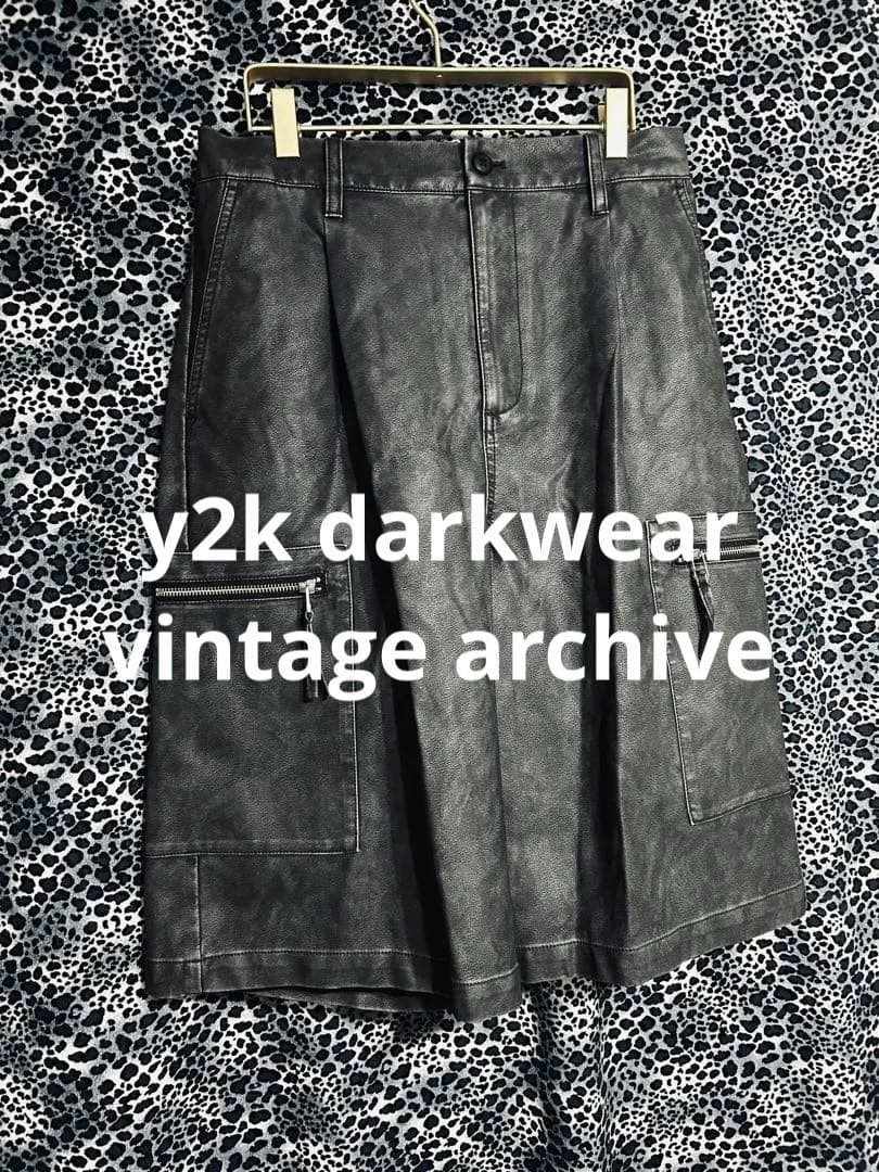y2k grunge archive opium レザー カーゴ ハーフパンツ
