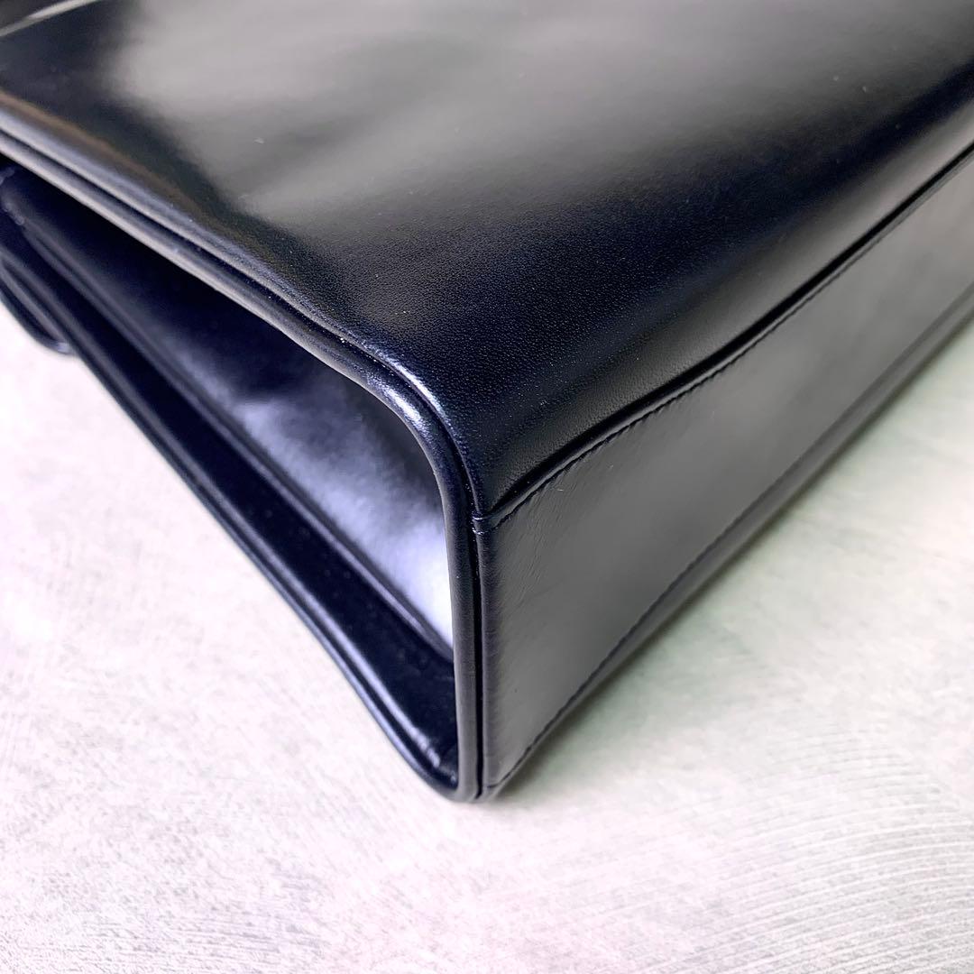 WAKO 銀座和光 カーフレザー ゴールド金具 フォーマル ハンドバッグ 黒