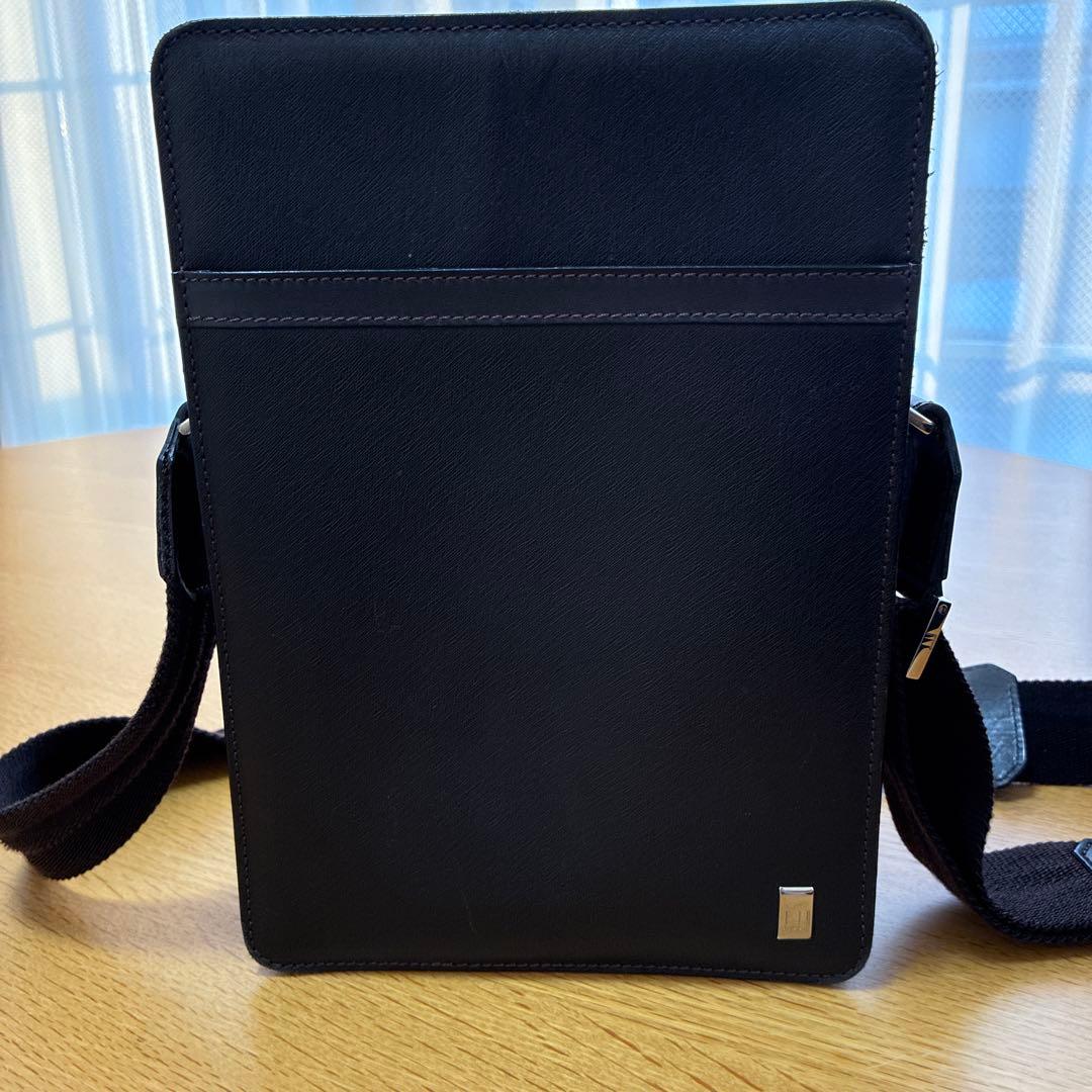 dunhill ブラック レザー ショルダーバッグ【サイドカー】