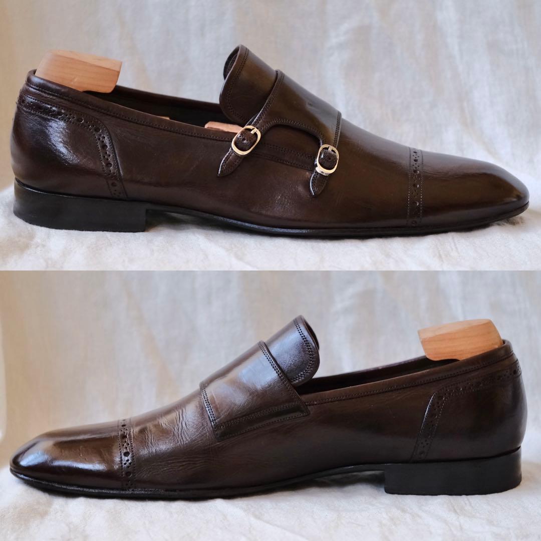 BALLYバリー パンチドキャップダブルモンクFIORIO茶85E