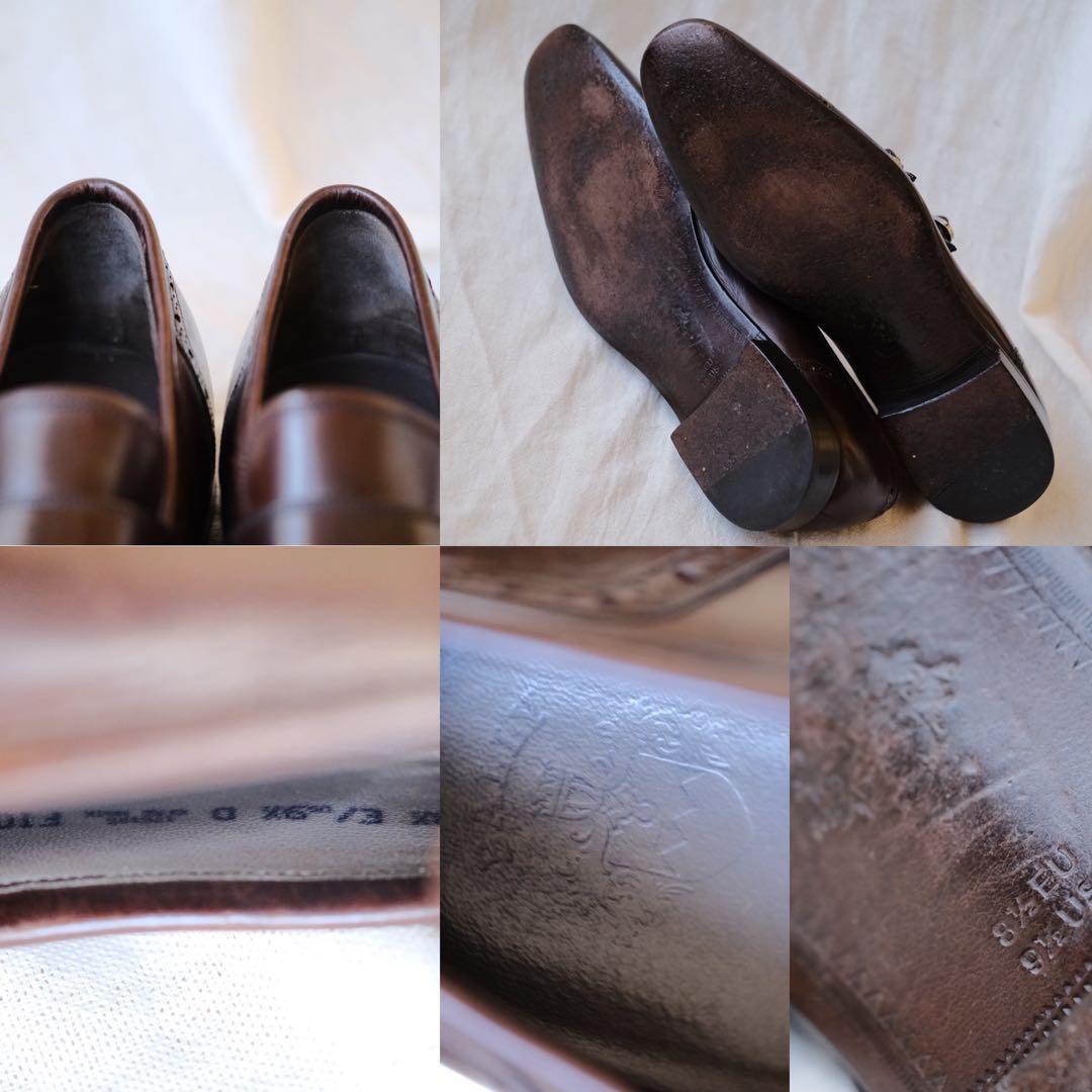 BALLYバリー パンチドキャップダブルモンクFIORIO茶85E