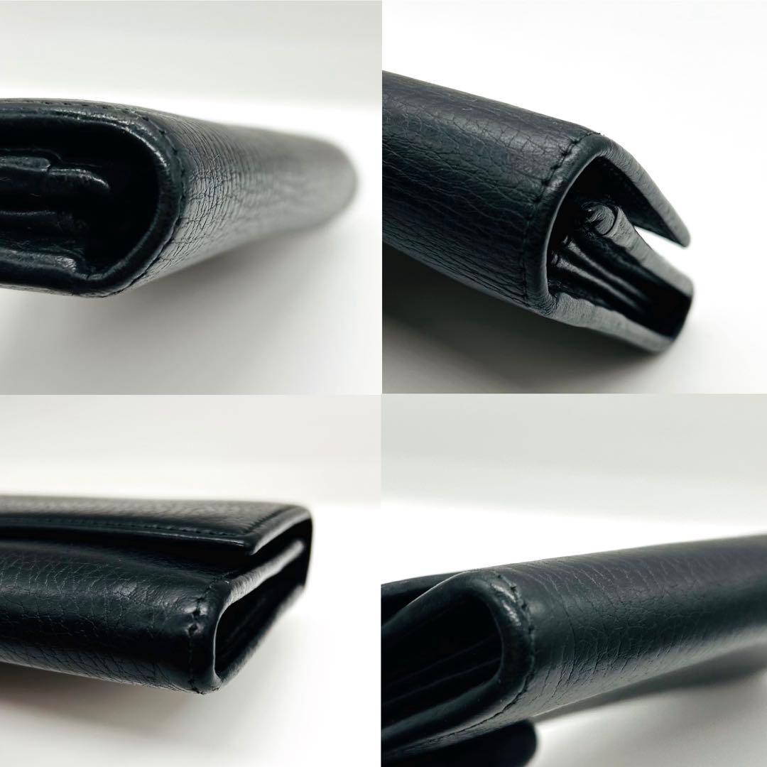 グッチ長財布GGマーモント　コンチネンタル　シボ革　レザー　ブラック黒