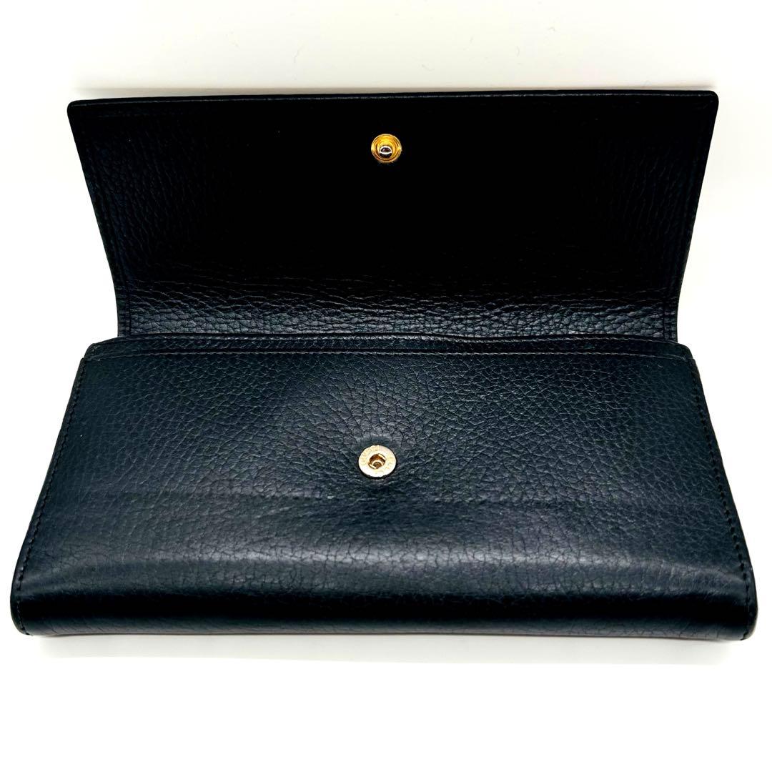 グッチ長財布GGマーモント　コンチネンタル　シボ革　レザー　ブラック黒