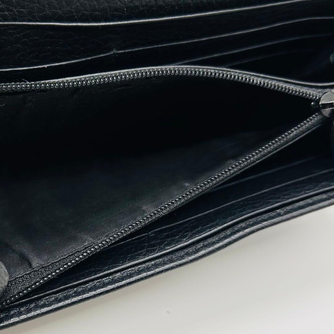 グッチ長財布GGマーモント　コンチネンタル　シボ革　レザー　ブラック黒