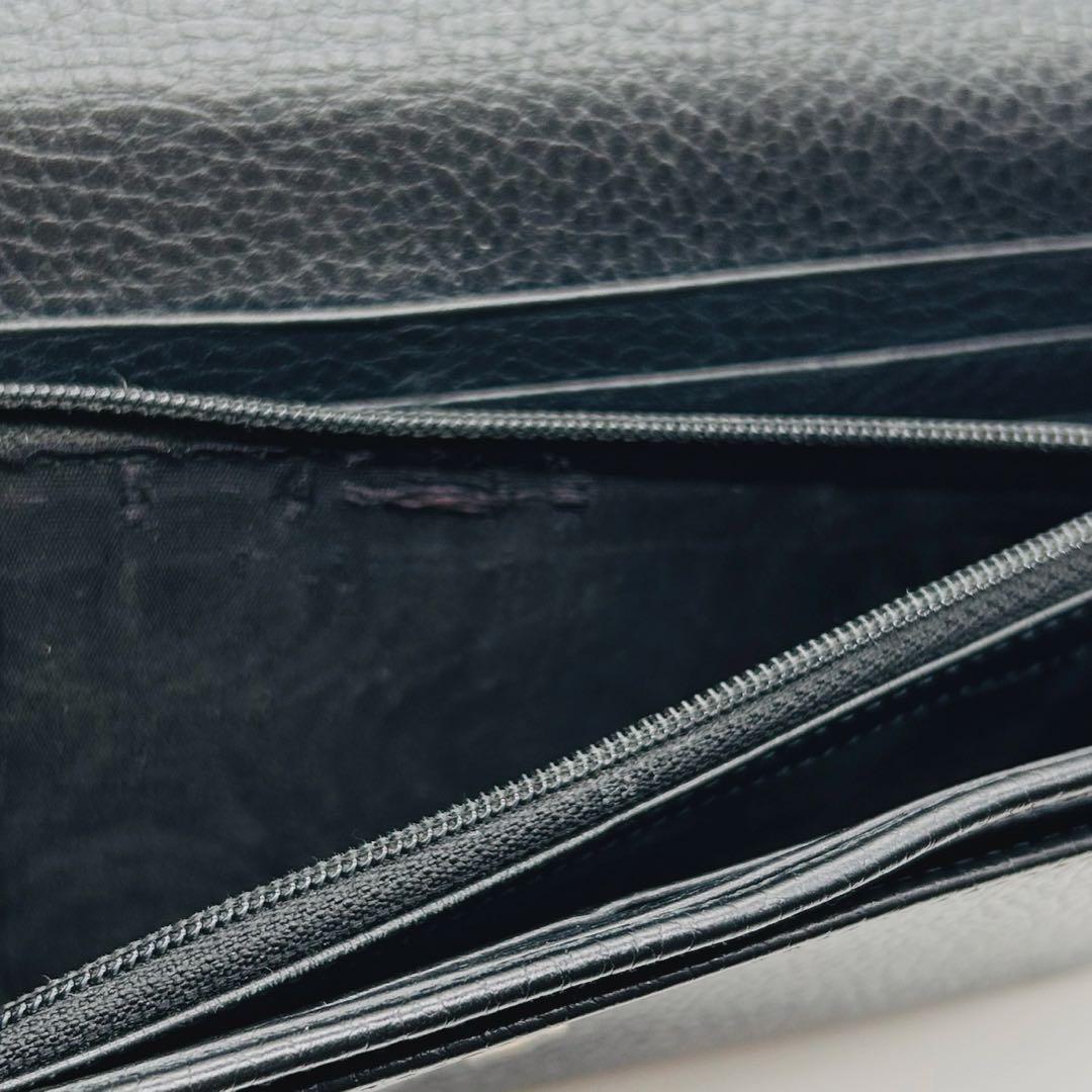 グッチ長財布GGマーモント　コンチネンタル　シボ革　レザー　ブラック黒