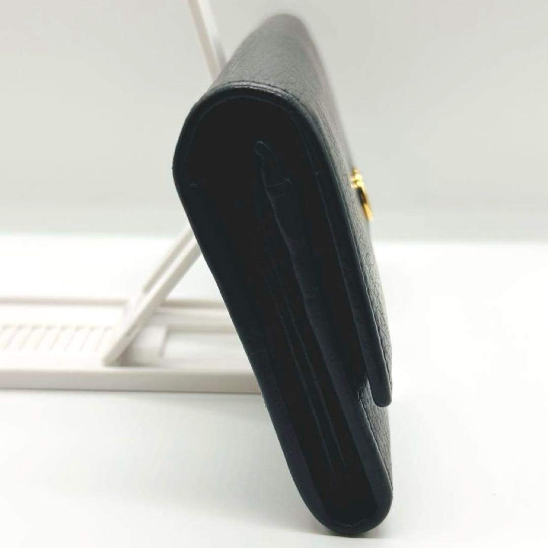 グッチ長財布GGマーモント　コンチネンタル　シボ革　レザー　ブラック黒