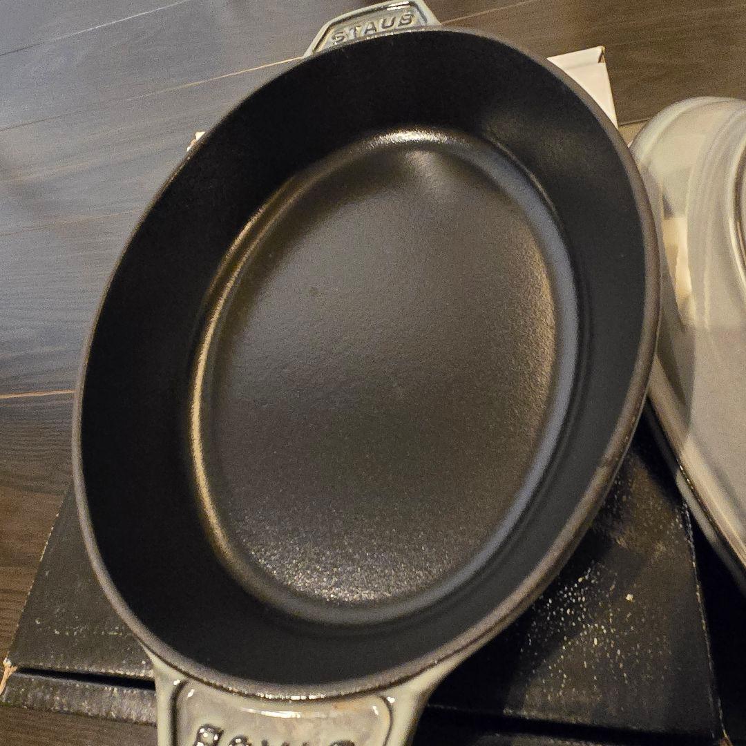 【中古】STAUB オーバルホットプレート 23cm グレー