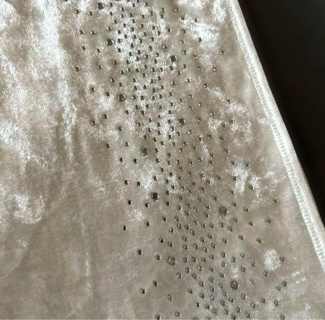 希少豪華★ベルベット半衿 ラインストーン／ホワイト