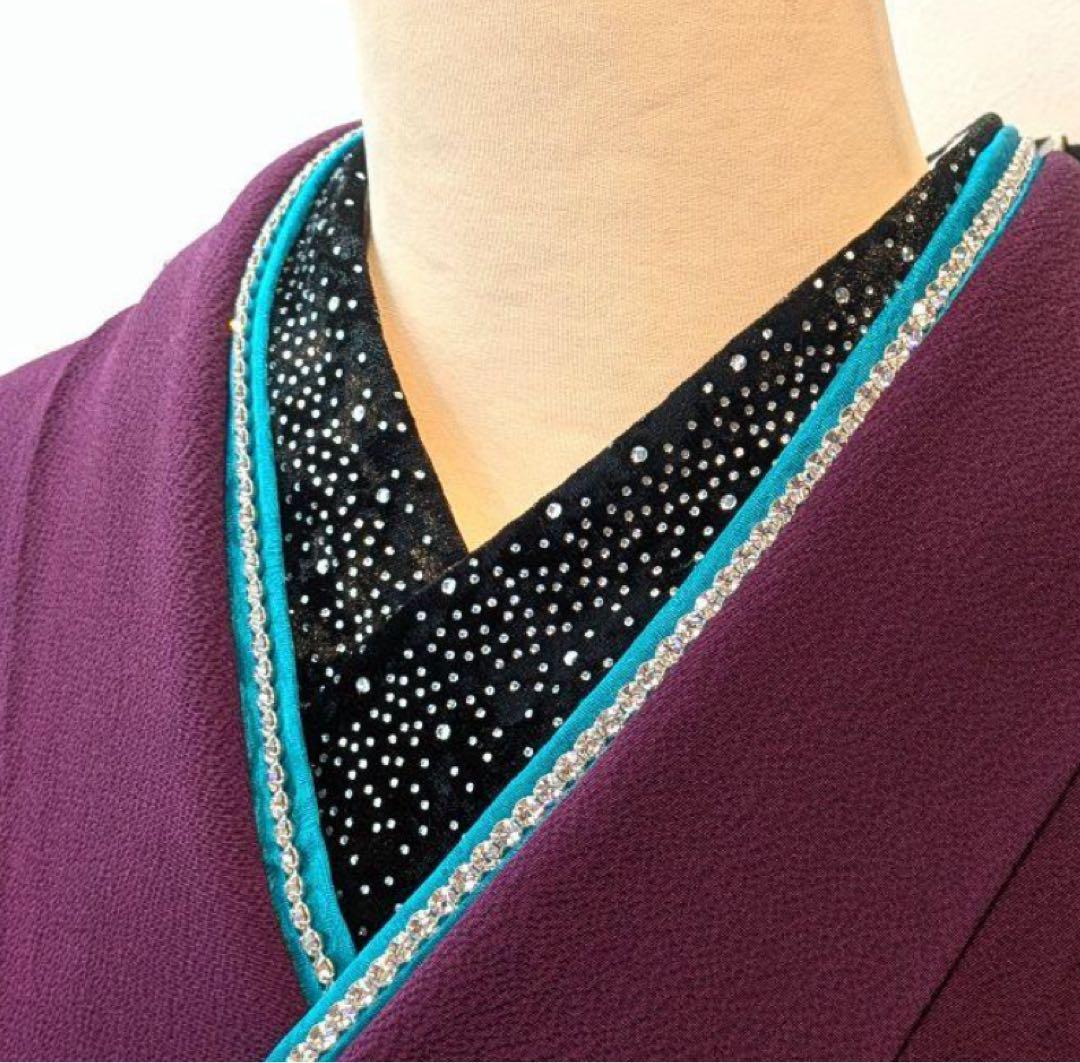 希少豪華★ベルベット半衿 ラインストーン／ホワイト