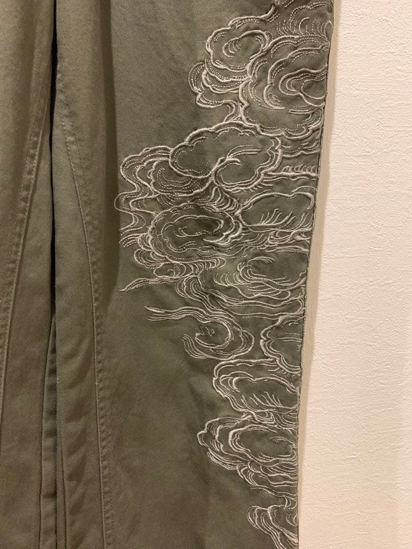 美品　NEVERMIND 和柄つなぎ　カーキ