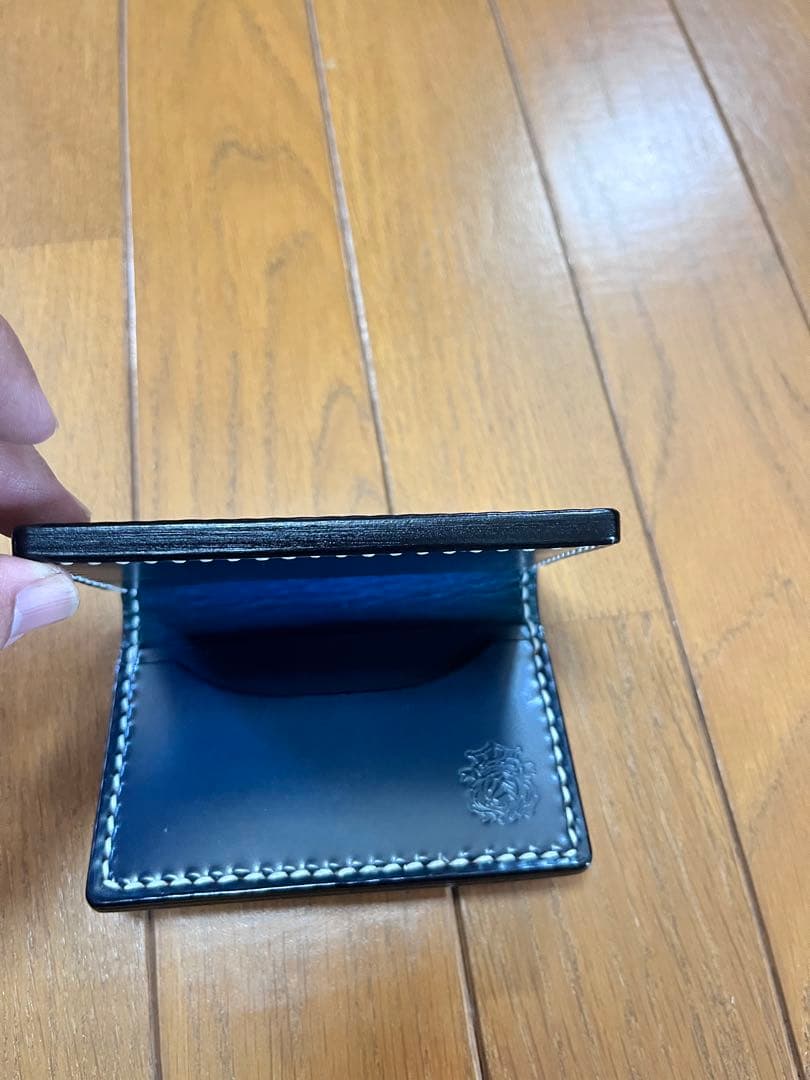 【まー】ビーズ屋公ちゃん　名刺入れ　コードバン　本藍染め