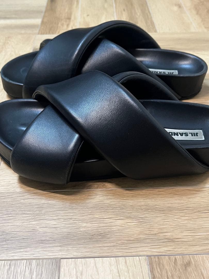 JIL SANDER ブラックレザーサンダル