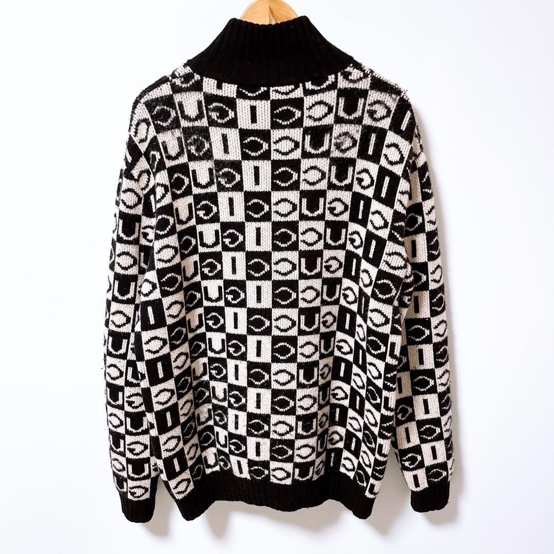 【正規品】GUCCI ロゴ 総柄 フルジップ ニット カーディガン M