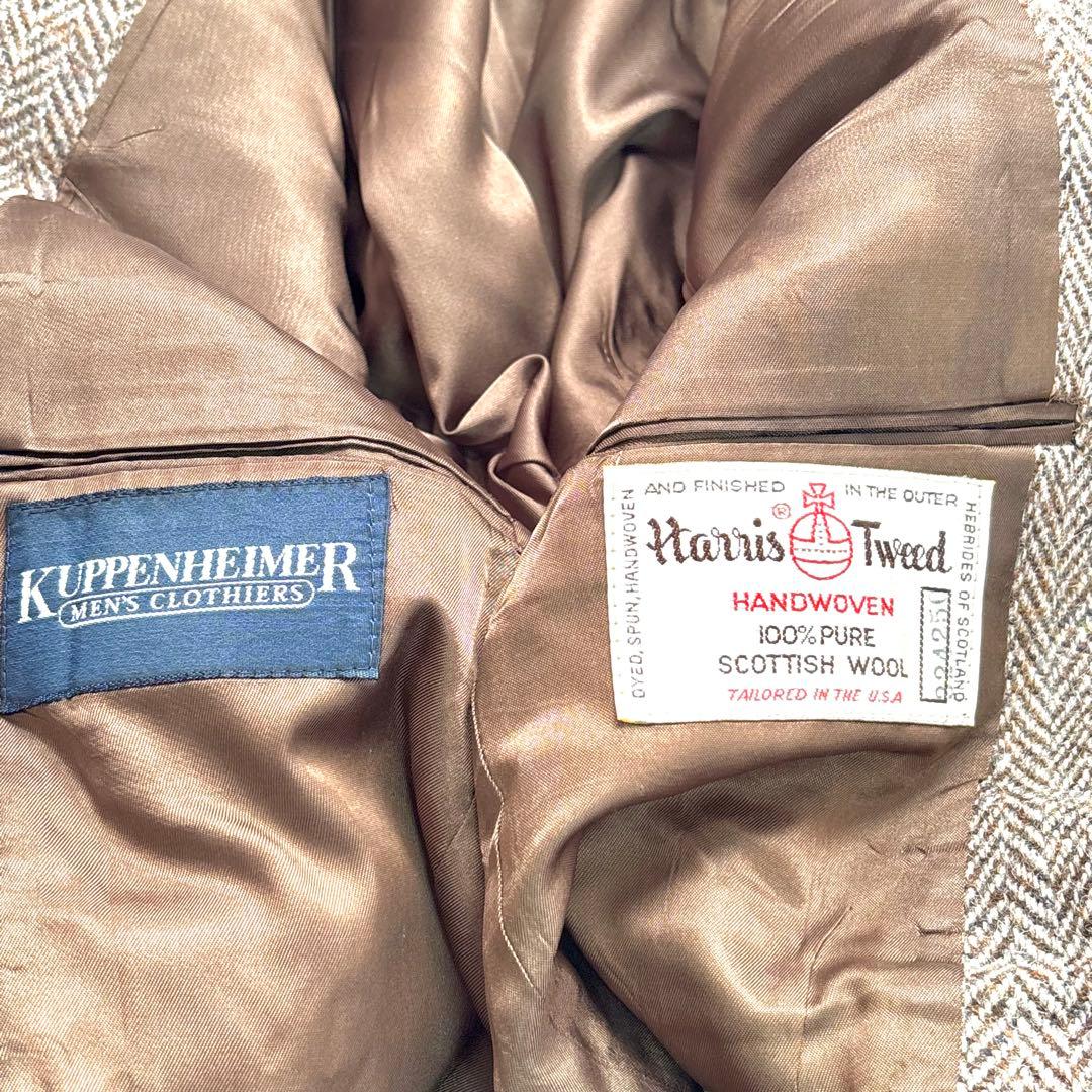 ✨美品✨ハリスツイード ヘリンボーン テーラードジャケット 胡桃ボタン ブラウン