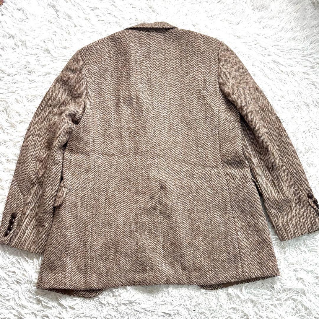 ✨美品✨ハリスツイード ヘリンボーン テーラードジャケット 胡桃ボタン ブラウン