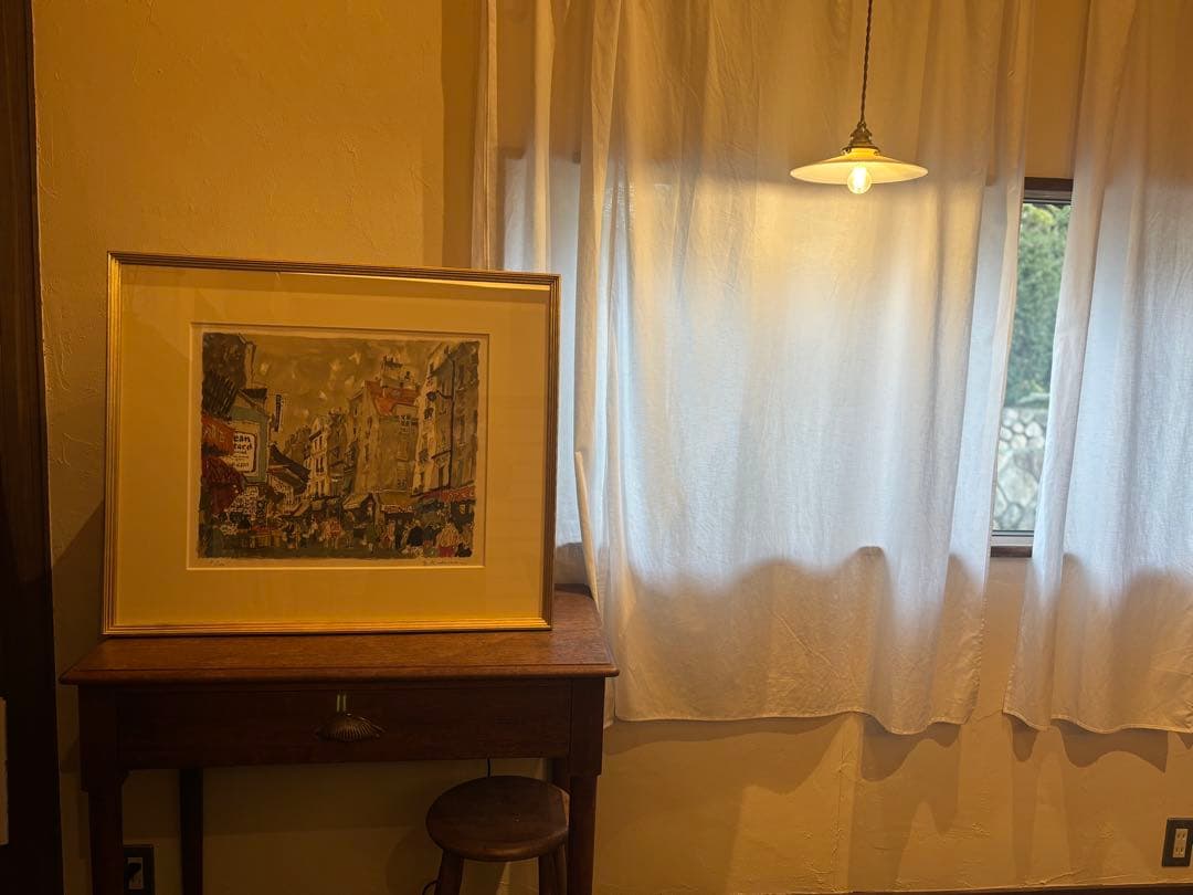 リトグラフ　児玉幸雄　　『朝のムフタール』直筆サイン　版画