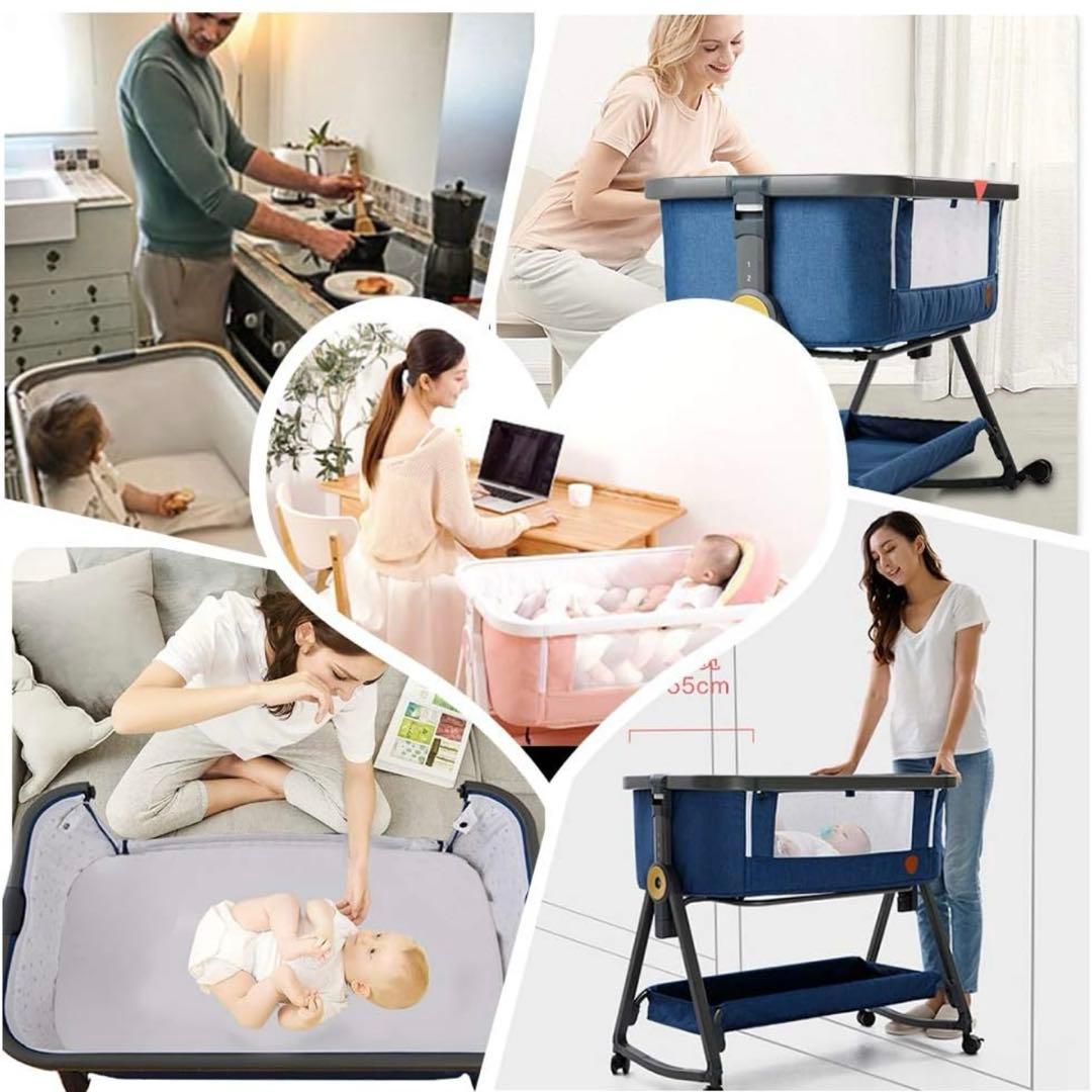 hzdmj 折りたたみ式ベビーベッド グレー