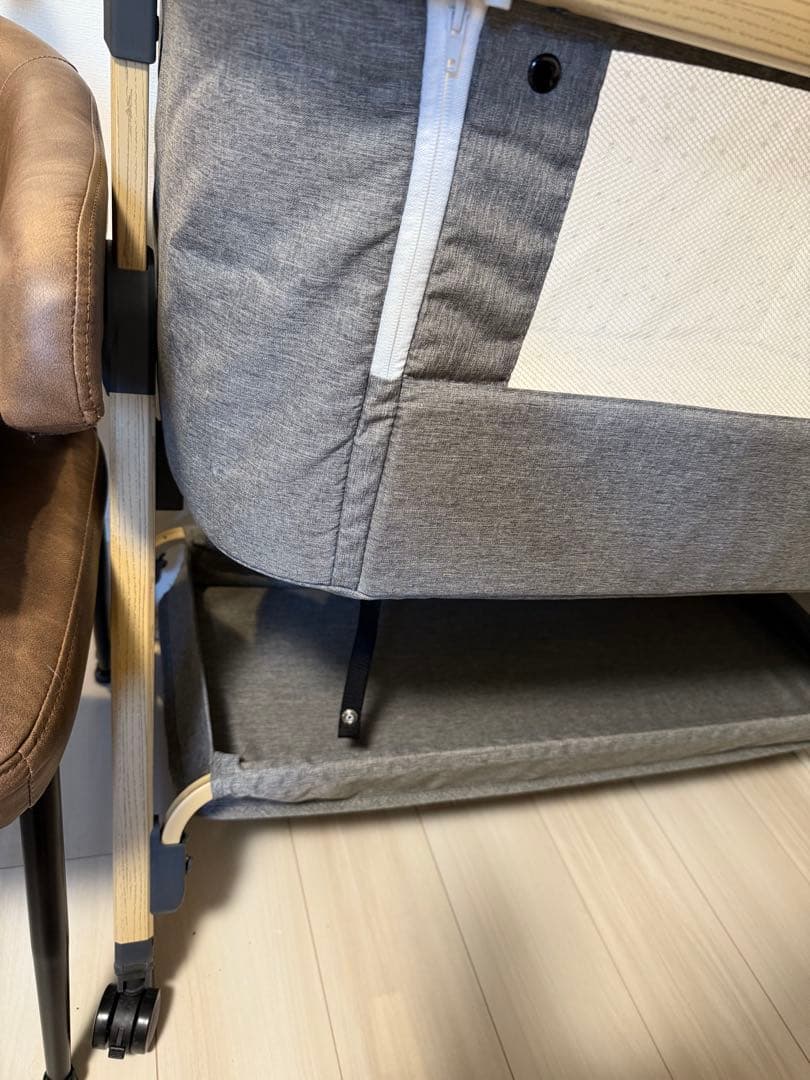 hzdmj 折りたたみ式ベビーベッド グレー