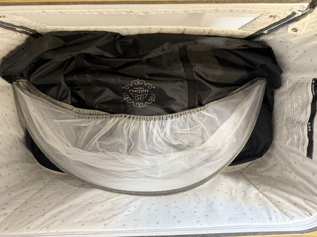 hzdmj 折りたたみ式ベビーベッド グレー