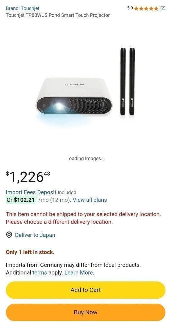 【タッチ操作】スマート　プロジェクター Touchjet Pond　映画　ゲーム