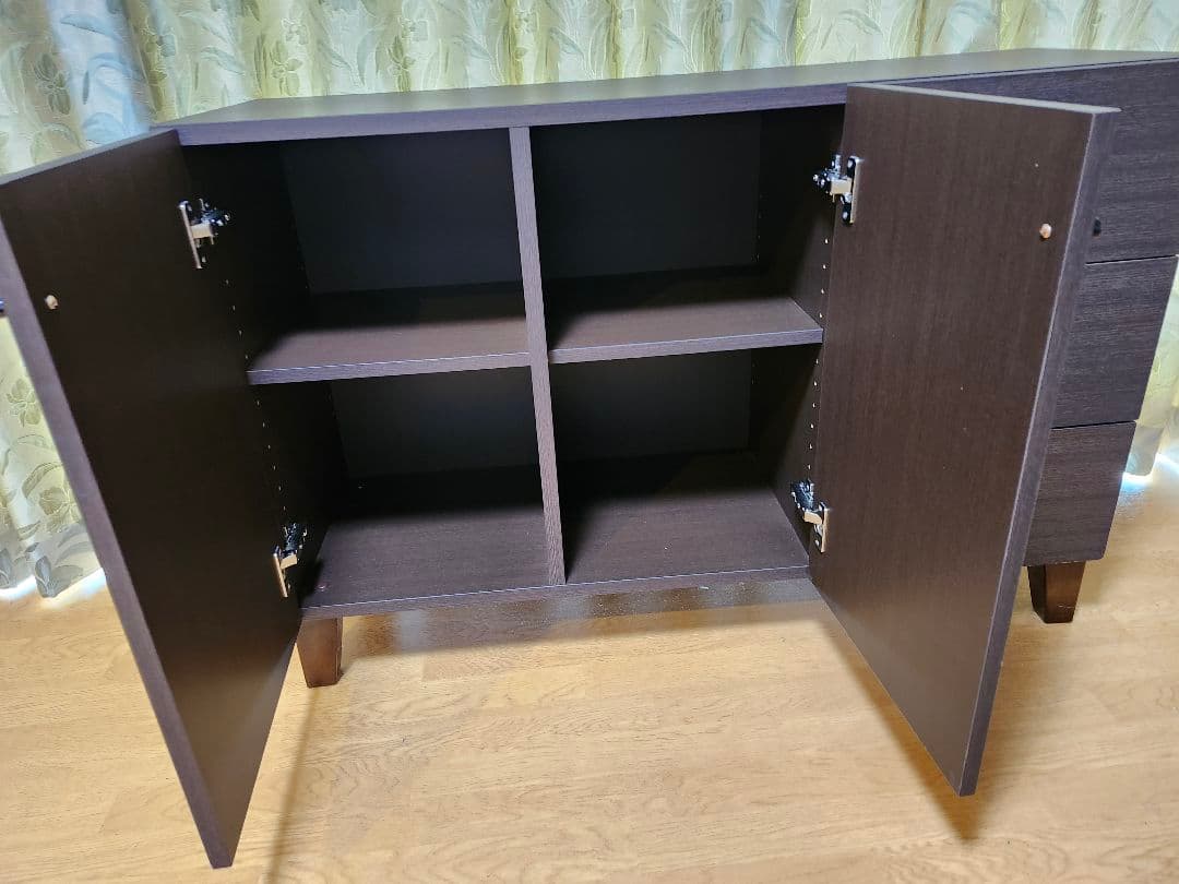 【ループ・ループ】ダークブラウンキャビネット 3引き出し