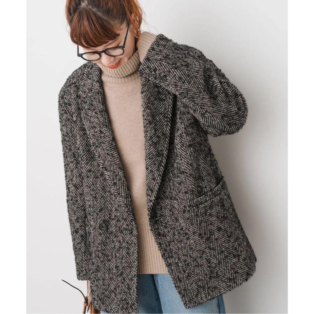 Spick & Span ヘリンボンツイードジャコット