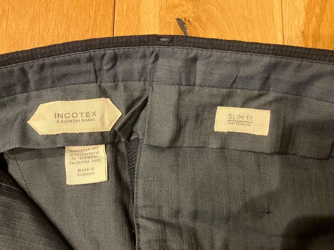 超美品！INCOTEX 1NT035 S100's SLIMFITウールパンツ