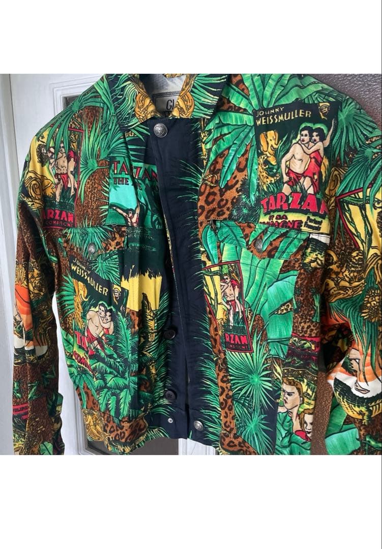 ジャングル　ターザン　柄 シャツ　 ジャケット　Versace ヴェルサーチ
