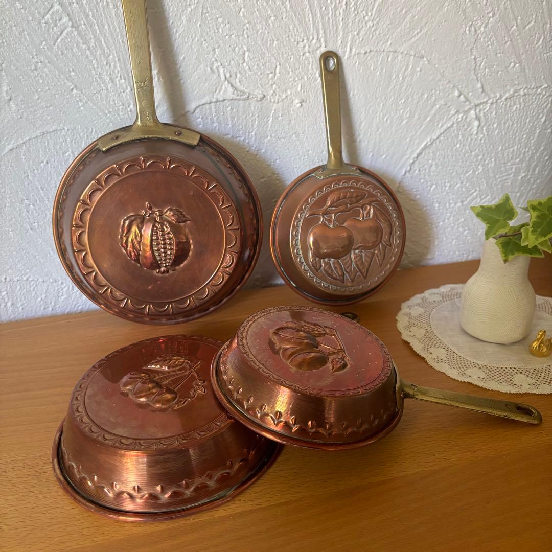 ザクロ 取手付きコッパーモールド 銅製 フランスアンティーク ヴィンテージ