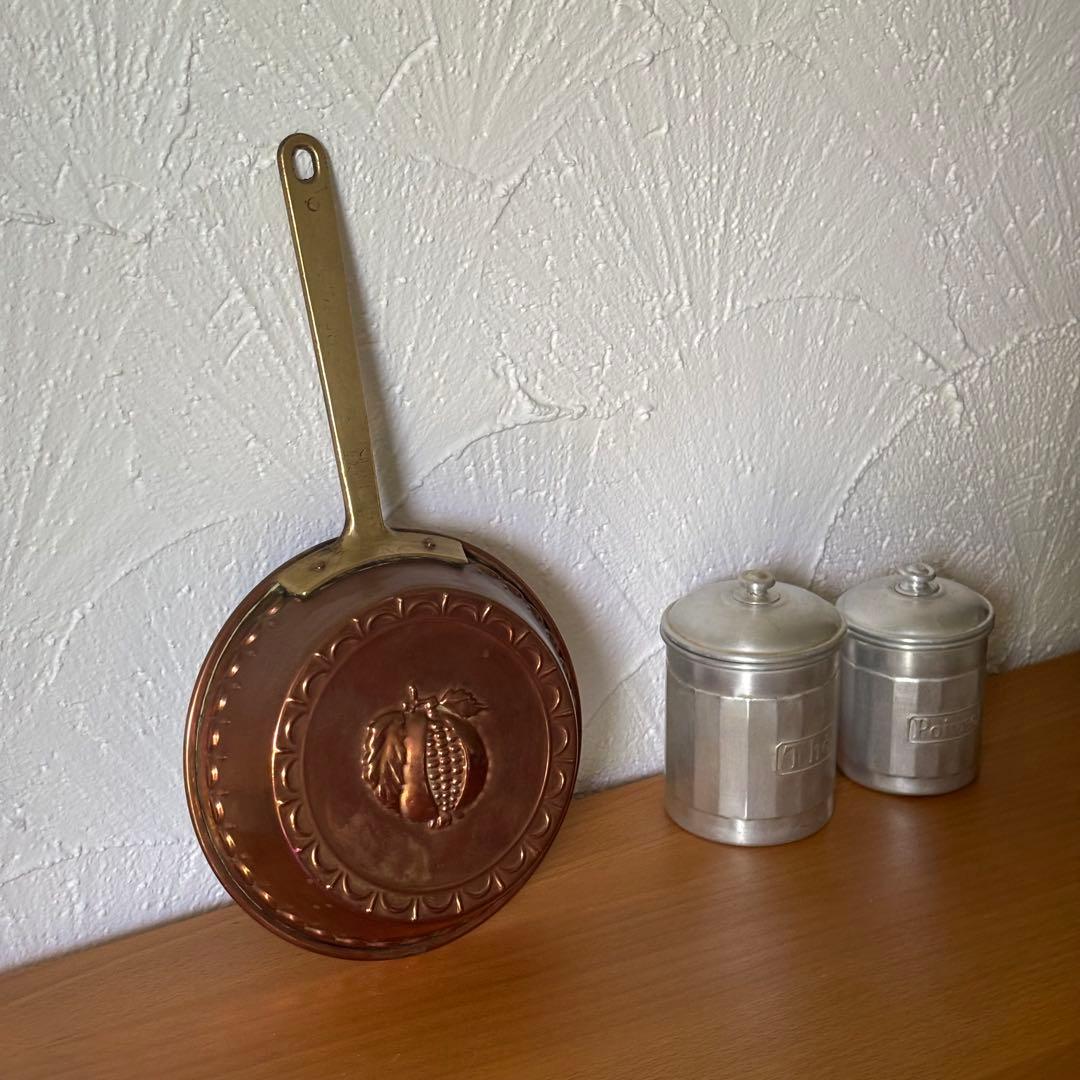 ザクロ 取手付きコッパーモールド 銅製 フランスアンティーク ヴィンテージ