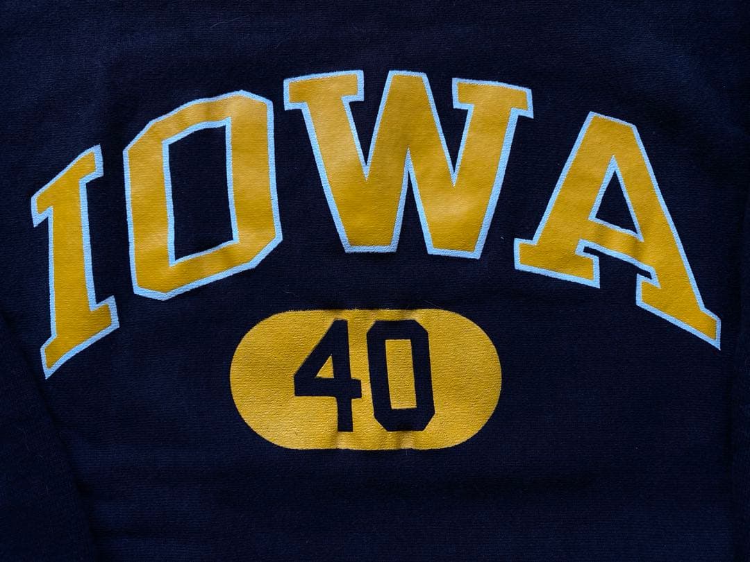 激レア80s USA製 リバースウィーブ ブラック 黒 IOWA 完全目無し