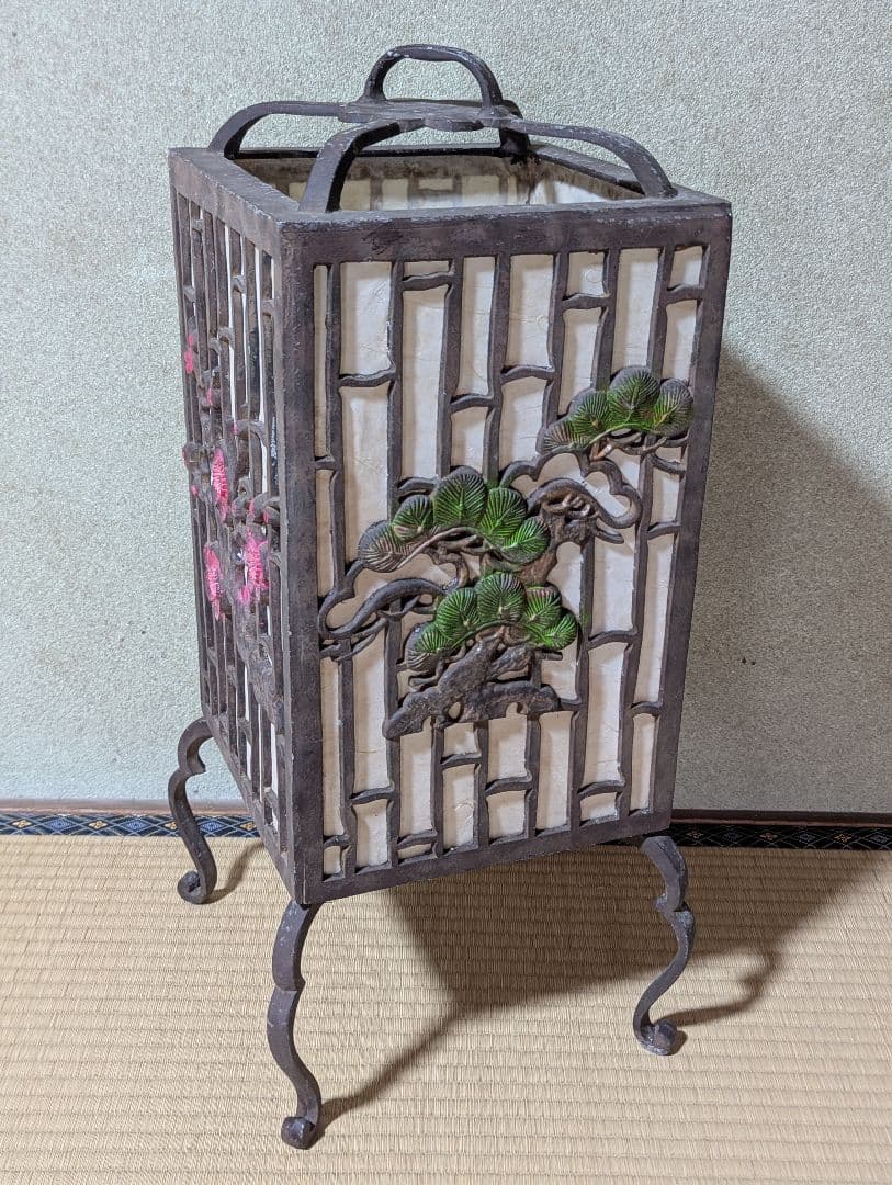 置行灯 フロアランプ 松梅 和風照明 古小物 古道具 アンティーク 骨董