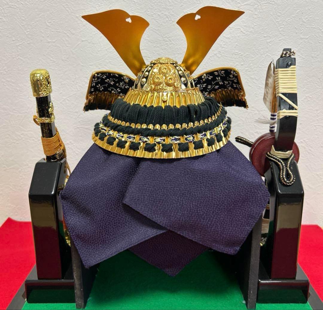 超美品　五月人形　久月　ケース入り　刀　弓　兜　大将　オルゴール付き