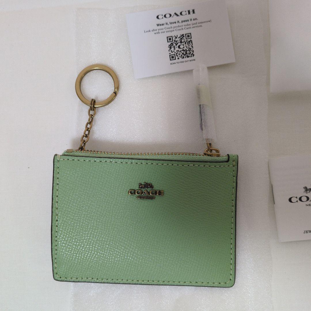COACH カードケース　ミニスキニー　ミントグリーン